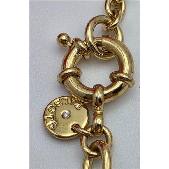 Talbots Mother Of Pearl Hibiscus Flower Necklace Gold Tone Brown Rattan 21 Inch - Picture 5 of 8